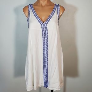Lulu's White & Blue V-Neck Tank Top Dress